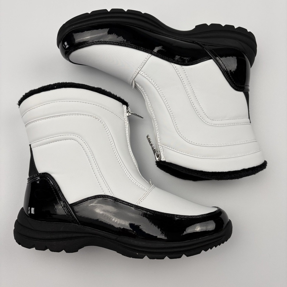 Sporto Women's Reese Boots Insulated White Black Zip Size 9 Ankle